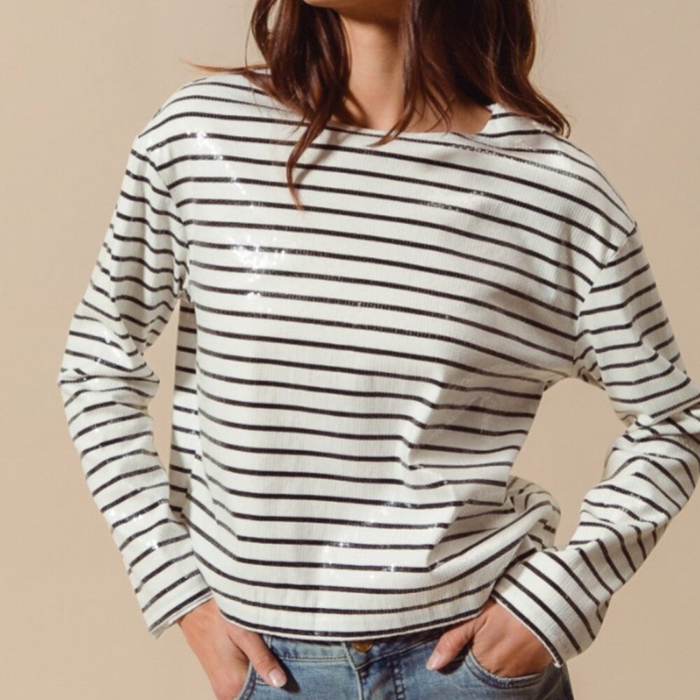 SEQUINS STRIPE TOP